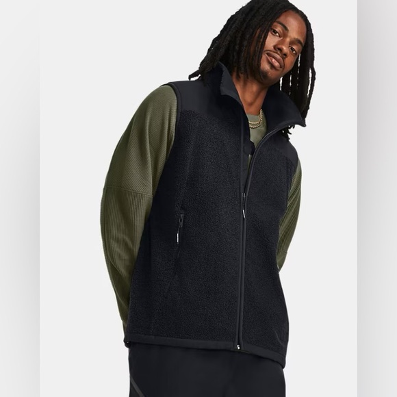 Under Armour Men’s UA Mission Vest Boucle Sherpa Fleece Black Size Large - Picture 1 of 11